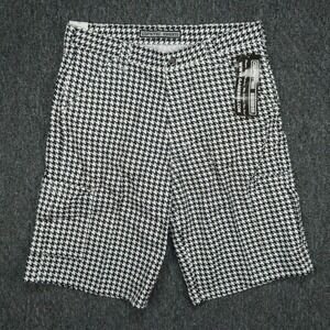 Game Bibs Shorts Mens 32 Black White Houndstooth Cargo Fan Wear Tailgate